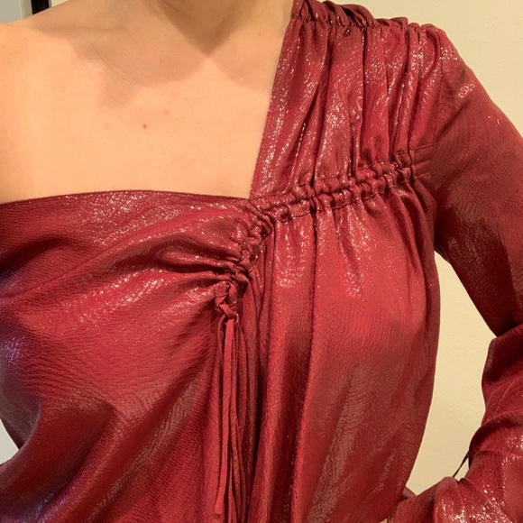 Wine-colored Rare Roland Mouret one-shoulder top - Picture 1 of 4
